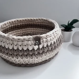 horgolt kerek oblos krem capuccino kosar 1